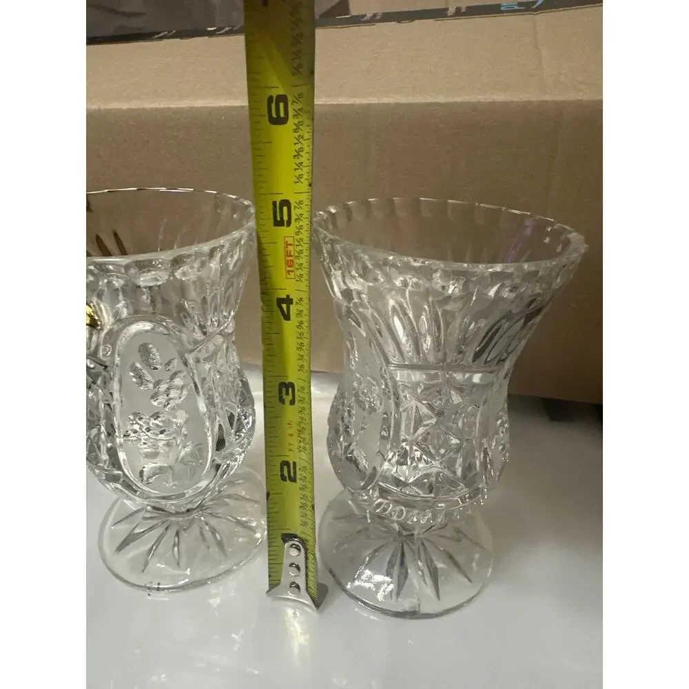 Set of 2 Zajecar cut crystal bud vases from Collectors Crystal Galleries line 5”